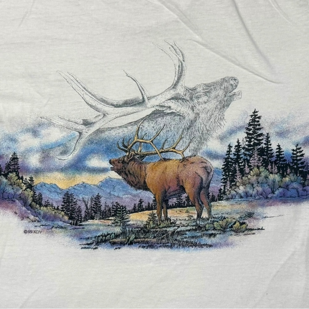 VTG Anvil Classic White Graphic Nature T-Shirt Made In USA ‎ Single Stitch - XL